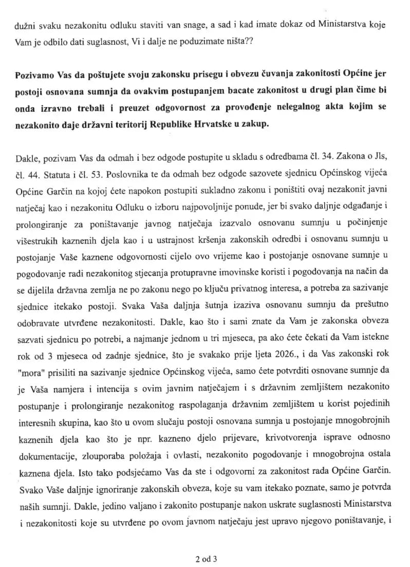 Nezadovoljstvo eskalira u Garčinu: Ministarstvo srušilo odluku, pritisci na načelnika Vidakovića i općinske vijećnike sve jači
