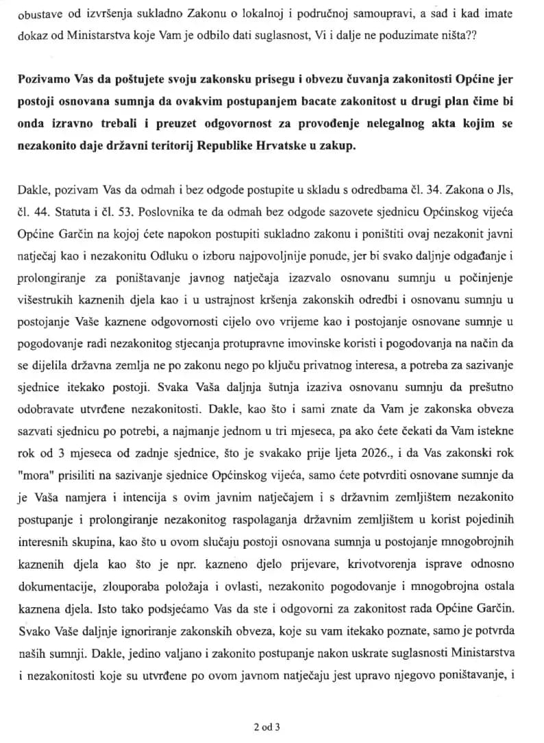 Nezadovoljstvo eskalira u Garčinu: Ministarstvo srušilo odluku, pritisci na načelnika Vidakovića i općinske vijećnike sve jači