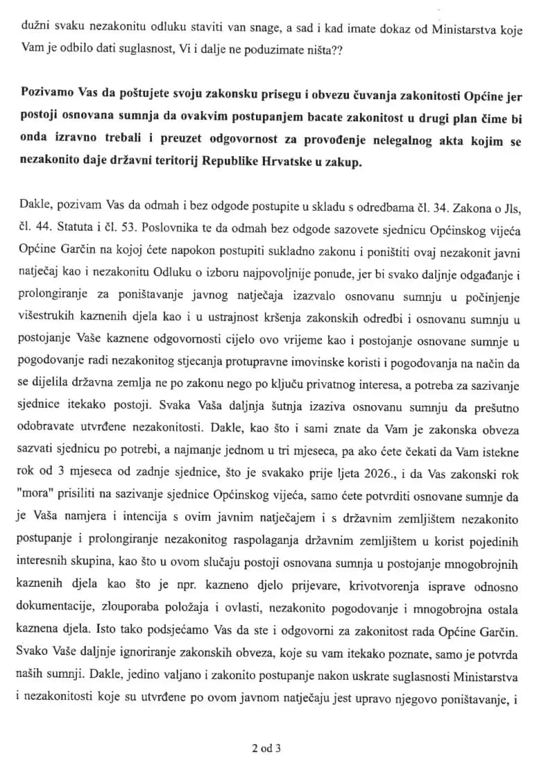 Nezadovoljstvo eskalira u Garčinu: Ministarstvo srušilo odluku, pritisci na načelnika Vidakovića i općinske vijećnike sve jači