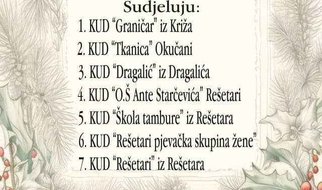 (NAJAVA) “REŠETARIMA ZA BOŽIĆ” – Tradicionalna plesno-glazbena blagdanska čestitka KUD-a Rešetari
