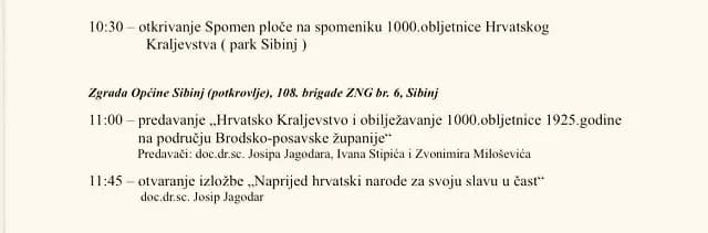 OPĆINA SIBINJ: Obilježavanje 1100 obljetnice Hrvatskog kraljevstva